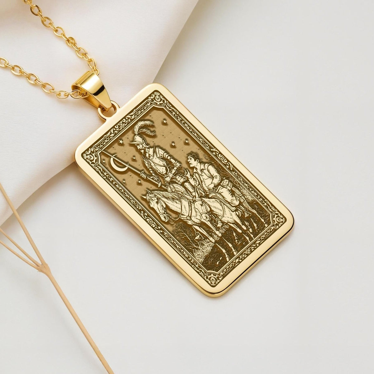 Don Quixote Necklace: 14K Gold, Spanish Knight Coin, Dreamer Jewelry - View 2