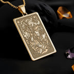 Memento Mori Pendant Necklace: 14K Gold Skeleton Knight Charm - View 2