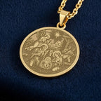 Nativity Scene Medallion: 14K Gold Jesus Pendant Necklace - View 2