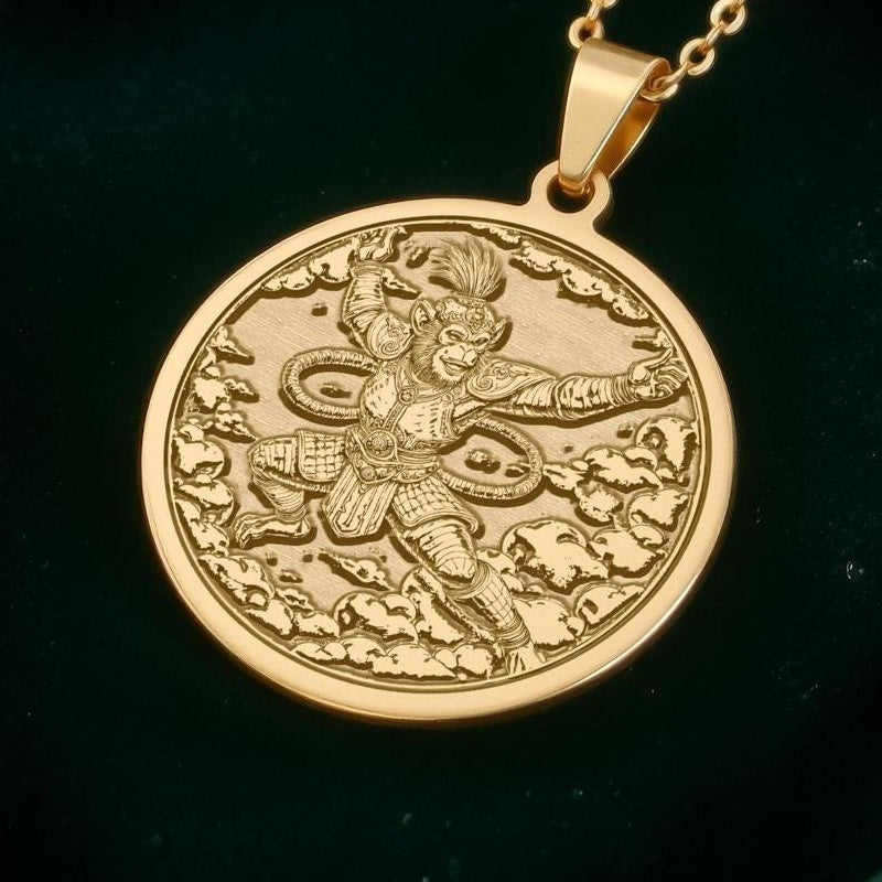 Sun Wukong Necklace: 14K Gold Monkey King Hero, Journey to West - View 2