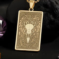 Raven Skull Pendant Necklace: 14K Gold, Viking Odin Amulet, Gothic Pagan Jewelry - View 2