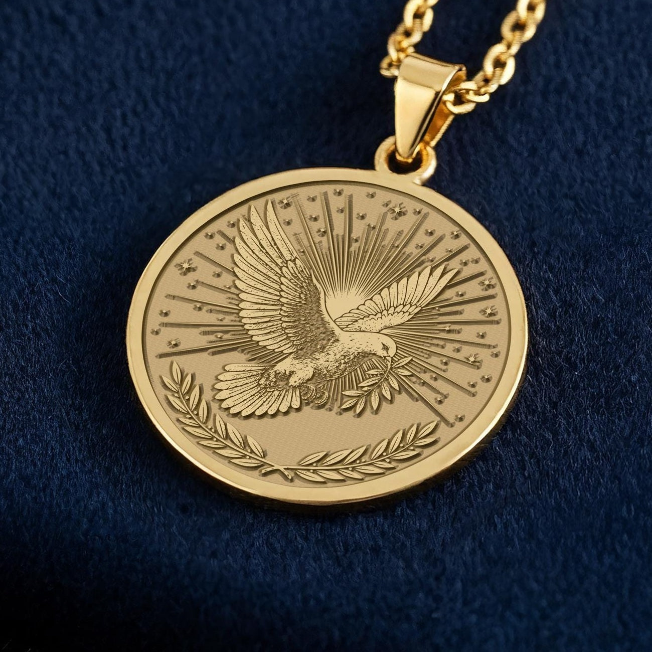 Holy Spirit Dove Necklace: 14K Gold, Peace Bird Charm, Christian Jewelry - View 2