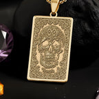 Memento Mori Pendant Necklace: 14K Gold Skull & Bones Charm - View 2
