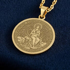 Gaia Pendant Necklace: 14K Gold Earth Goddess Medallion, Greek Mythology Jewelry - View 2