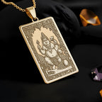 Kubera Pendant Necklace: 14K Gold, Personalized God of Wealth Tarot, Hindu Jewelry - View 2