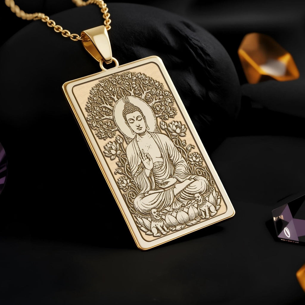 Buddha Pendant Necklace: 14K Gold, Meditation Charm, Zen Yoga Jewelry - View 2