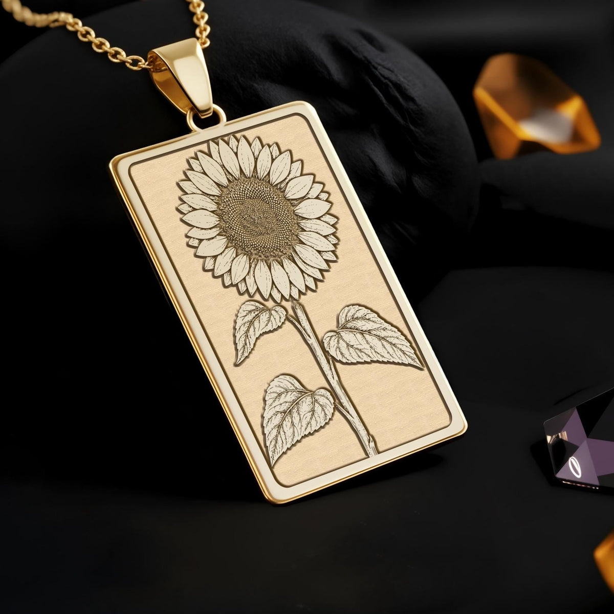 Sunflower Tarot Necklace: 14K Gold, Positivity Charm, Summer Flower Jewelry - View 2