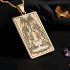 Kneeling Angels Pendant: 14K Gold, Cherubim Adoration, Religious Jewelry - View 2