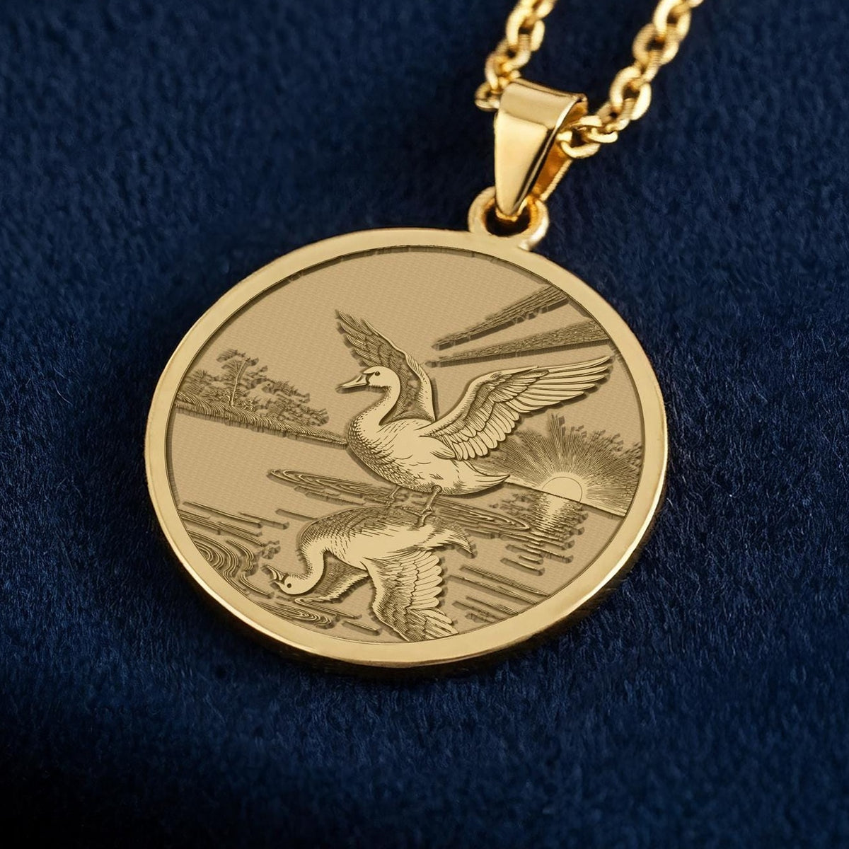 Ugly Duckling Necklace: 14K Gold, Transformation Coin, Swan Jewelry - View 2
