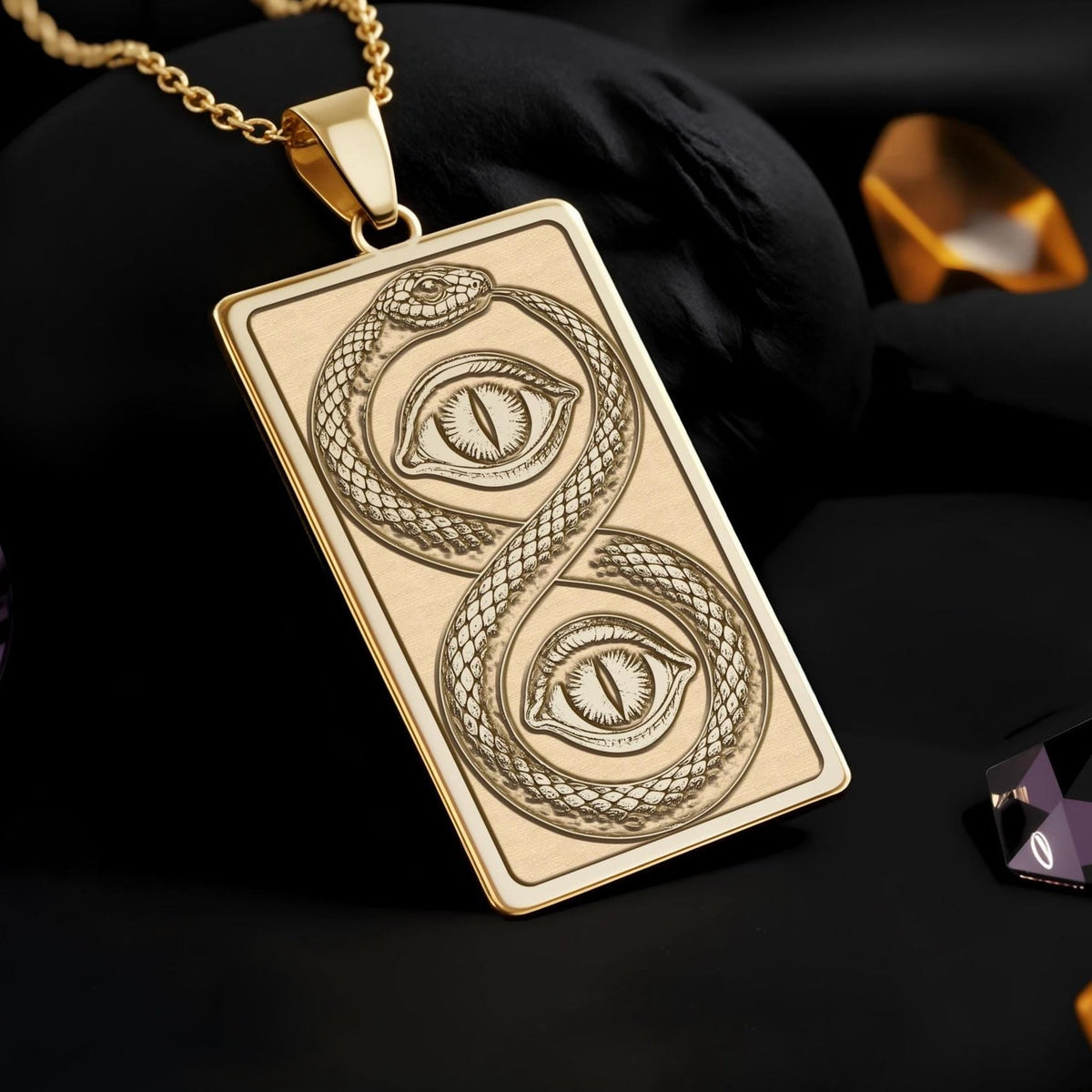 Ouroboros Pendant Necklace: 14K Gold, Infinity Serpent, Alchemy Jewelry - View 2