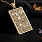 Mona Lisa Tarot Pendant Necklace: 14K Gold Personalized Famous Art History Charm, Museum Jewelry - View 2