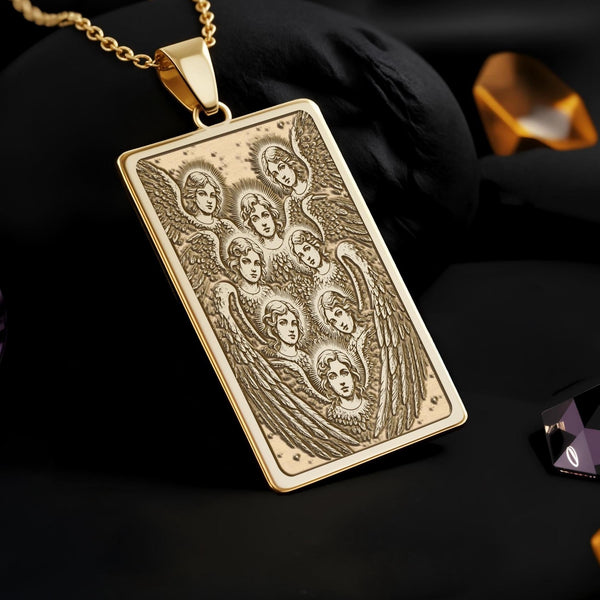 Adoring Angels Necklace: 14K Gold, Seraphim Choir Pendant, Heavenly Jewelry - View 2