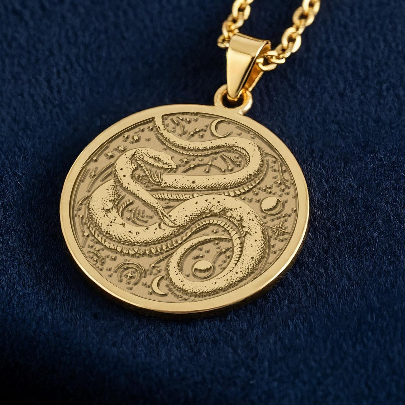 Snake Pendant Necklace: 14K Gold, Serpent Totem, Witchy Jewelry - View 2