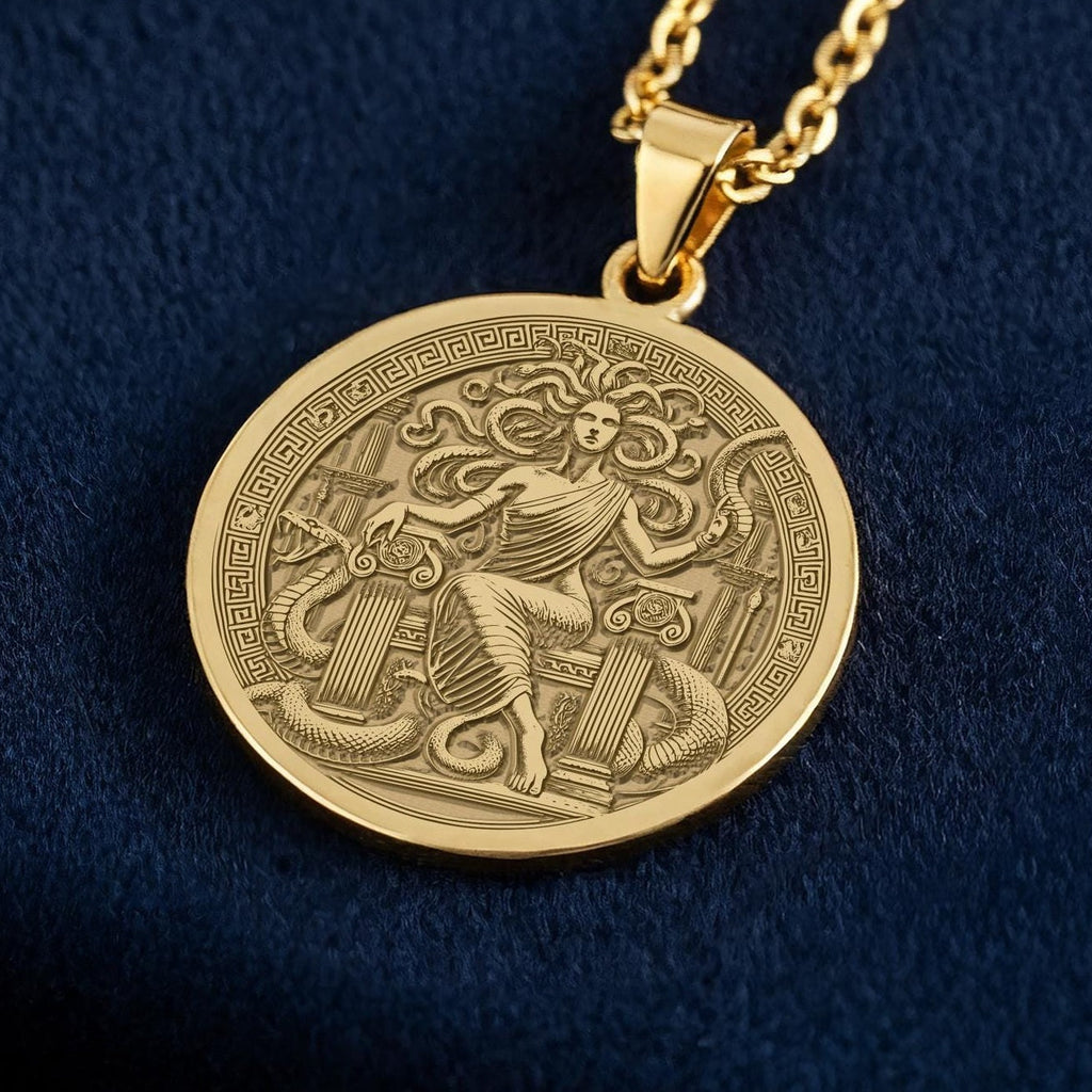 Medusa Pendant Necklace: 14K Gold, Gorgon Amulet, Feminist Power Charm, Greek Mythology Jewelry - View 2