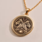 Aker Lion God Pendant | Silver & Plated Options - Ancient Mythology Protection Talisman - Görsel 3, 14k gold necklace