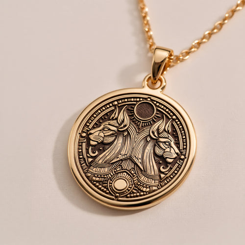Aker Lion God Pendant | Silver & Plated Options - Ancient Mythology Protection Talisman - Görsel 3, 14k gold necklace