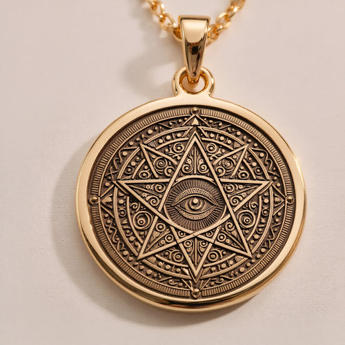 All-Seeing Eye Spiritual Protection Pendant | Silver & Plated Options - Divine Good Luck Charm - Görsel 1, Coin Pendant