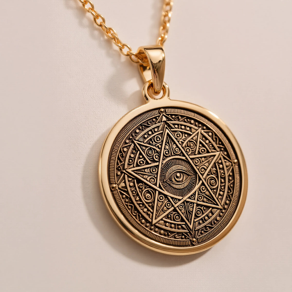 All-Seeing Eye Spiritual Protection Pendant | Silver & Plated Options - Divine Good Luck Charm - Görsel 2, Coin Pendant