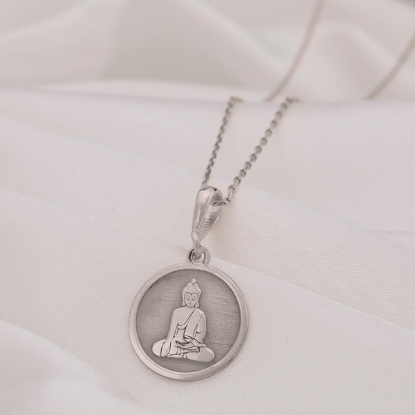 14K Solid Gold Buddha Necklace, Zen Jewelery, Spiritual Necklace, Buddha Pendant, Buddhism Inspired, Enlightenment, Silver Buddha Gifts