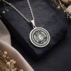 925 925 Sterling Silver Aegis Gorgon Head Pendant Pendants Oxidized silver Medusa face pendant with Greek key border necklace