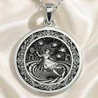 Alice in Wonderland Rabbit Hole Pendant Pendants 925 925 Sterling Silver pendant necklace featuring a detailed classical allegorical scene on a round medallion.