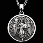 Aries Ram Zodiac Pendant Pendants 925 925 Sterling Silver winged angel pendant featuring the Aries zodiac symbol and celestial design necklace.