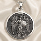 Cancer Zodiac Sign Necklace Pendants 925 925 Sterling Silver winged goddess pendant with crescent moons and clouds on satin background