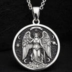 Libra Zodiac Guardian Angel Wings Necklace Necklaces 925 925 Sterling Silver sterling silver winged angel pendant with stars and moons design necklace