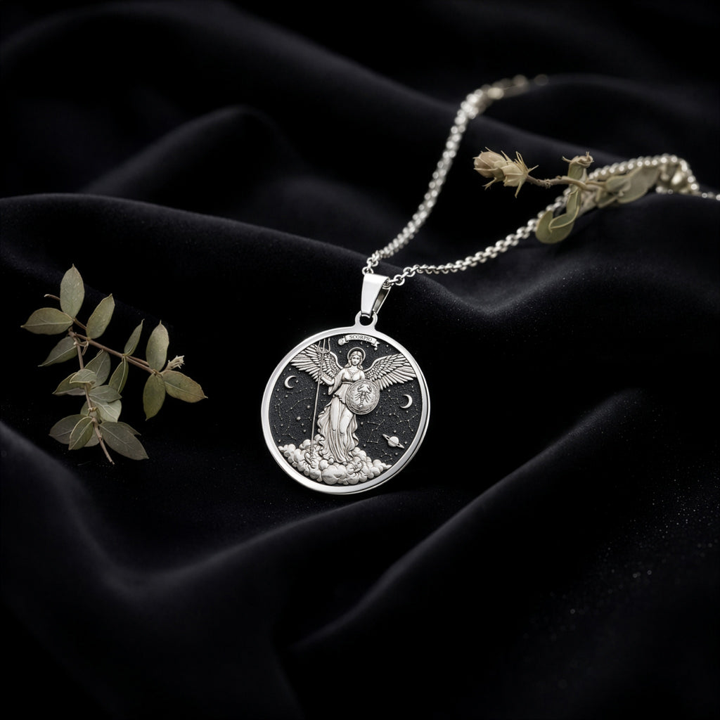 Scorpio Angel Zodiac Amulet Pendant | Silver & Plated Options - Astrological Sign Birthdate Jewelry