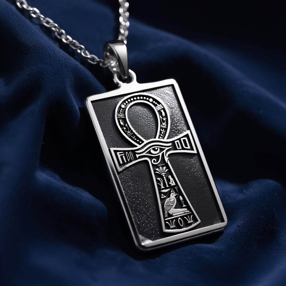 925 sterling silver Ankh Eye of Horus Tarot Pendant pendant featuring a detailed design.