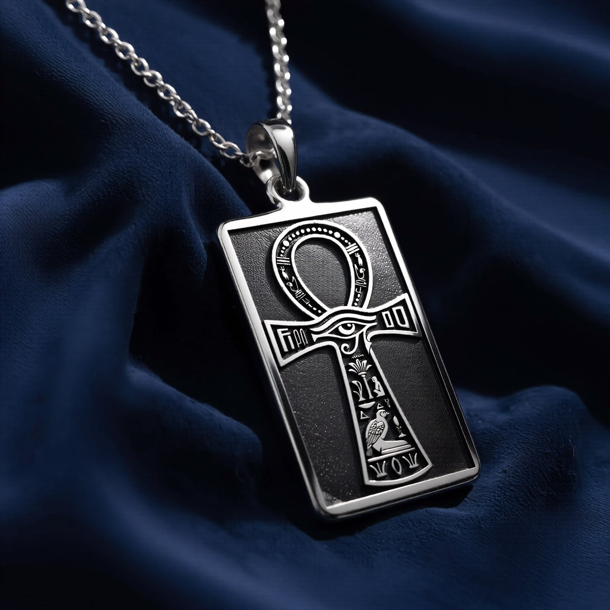 925 sterling silver Ankh Eye of Horus Tarot Pendant pendant featuring a detailed design.