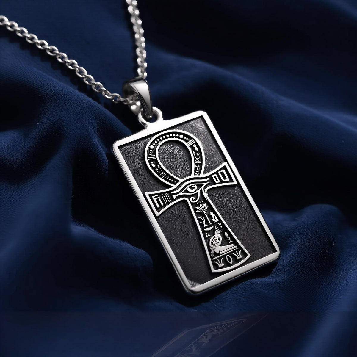 925 sterling silver Ankh Eye of Horus Tarot Pendant pendant featuring a detailed design.