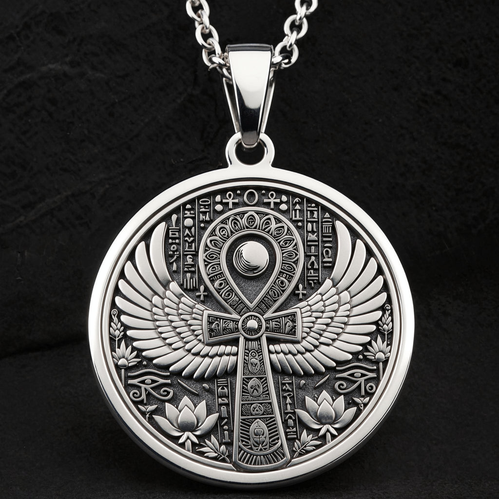 Winged Ankh Necklace | Silver & Plated Options - Spiritual Protection Talisman