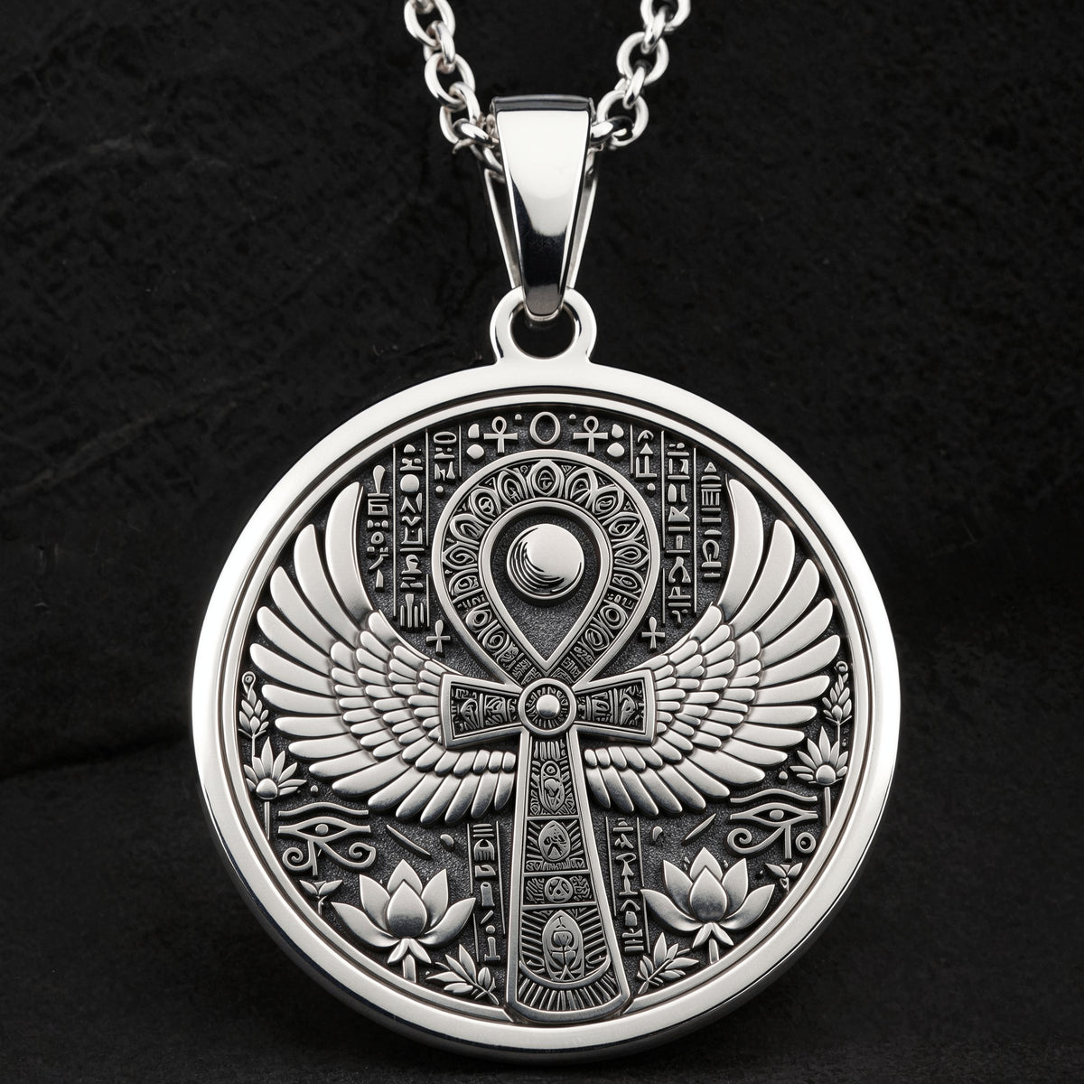 Winged Ankh Necklace | Silver & Plated Options - Spiritual Protection Talisman