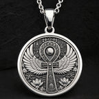 Winged Ankh Necklace | Silver & Plated Options - Spiritual Protection Talisman