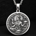 Devi Annapurna Goddess Pendant Necklace Necklaces 925 925 Sterling Silver sterling silver pendant featuring an ornate seated figure and crescent moon design necklace