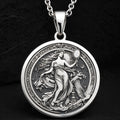 Sterling silver Venus Aphrodite Greek Goddess Pendant: round  of Venus Aphrodite Greek ...