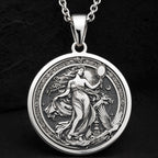 Sterling silver Venus Aphrodite Greek Goddess Pendant: round  of Venus Aphrodite Greek ...