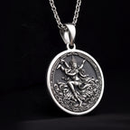 925 925 Sterling Silver Apsara Dancer Celestial Pendant Pendants Oxidized silver pendant featuring an intricate Hindu deity design with detailed scrollwork.
