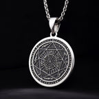 Sterling silver Seven Archangels Guardian Angel Wings Amulet Necklace: round  seven arc...