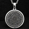 Sterling silver Seven Archangels Guardian Angel Wings Amulet Necklace: round  seven arc...