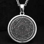 Sterling silver Seven Archangels Guardian Angel Wings Amulet Necklace: round  seven arc...