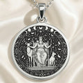 Artemis Goddess of the Hunt Coin Pendant Pendants 925 925 Sterling Silver pendant necklace featuring a mythological female figure design with deer and celestial motifs.