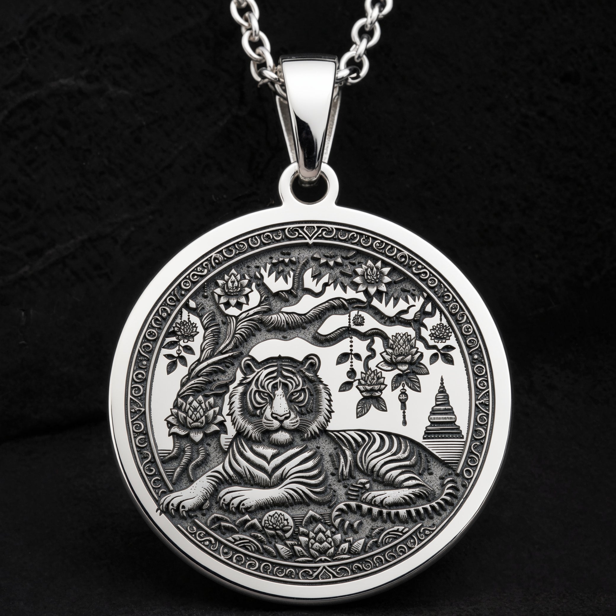 Tiger Spirit Animal Necklace | Silver & Plated Options - Asian Mythology Talisman Collectible