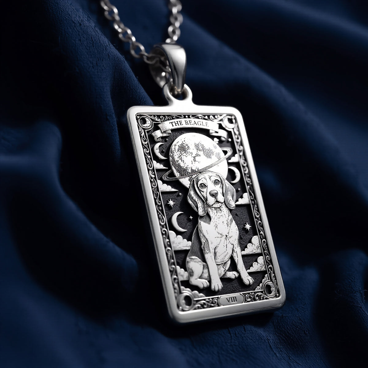 A striking 925 sterling silver Beagle charm. The art shows the loyal dog, a meaningful piece of celestial jewelry for a pet owner.