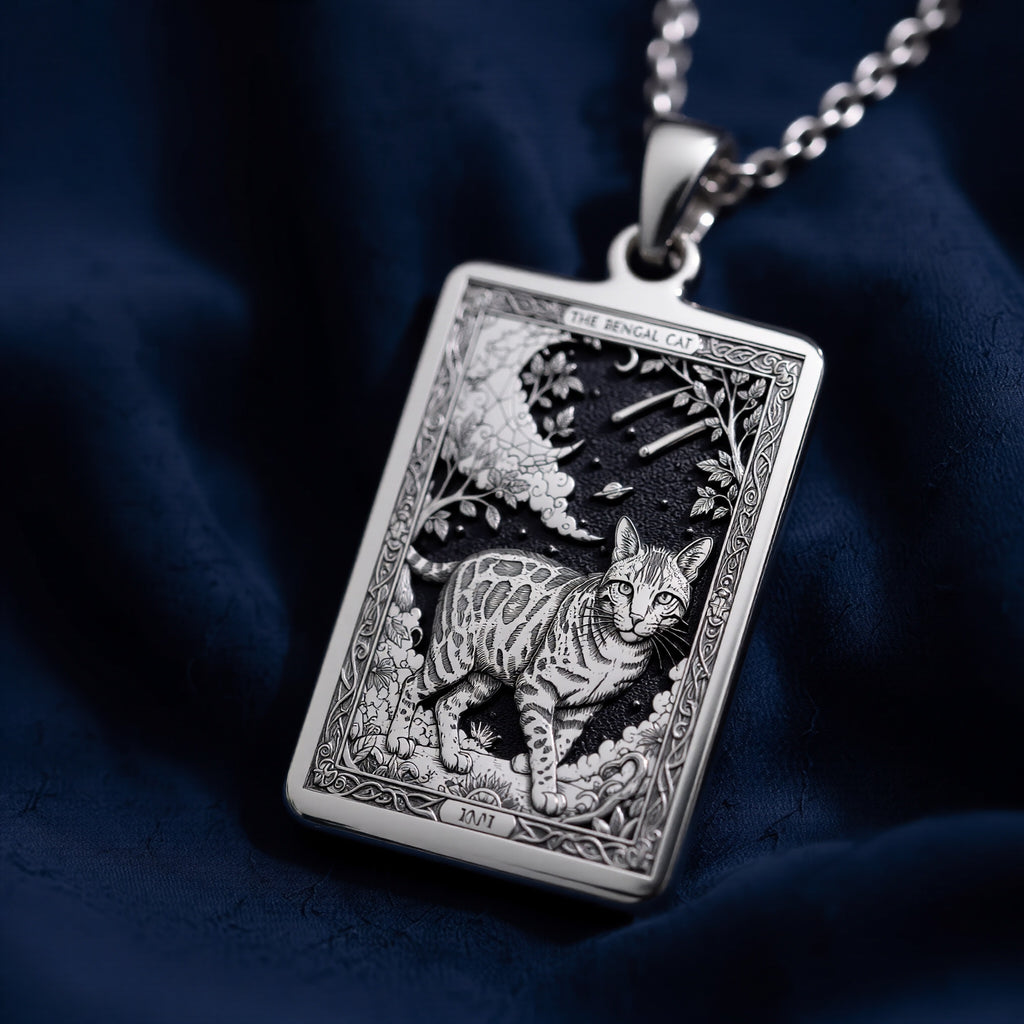 Bengal Cat Paw Print Charm Necklace - 925 Sterling Silver