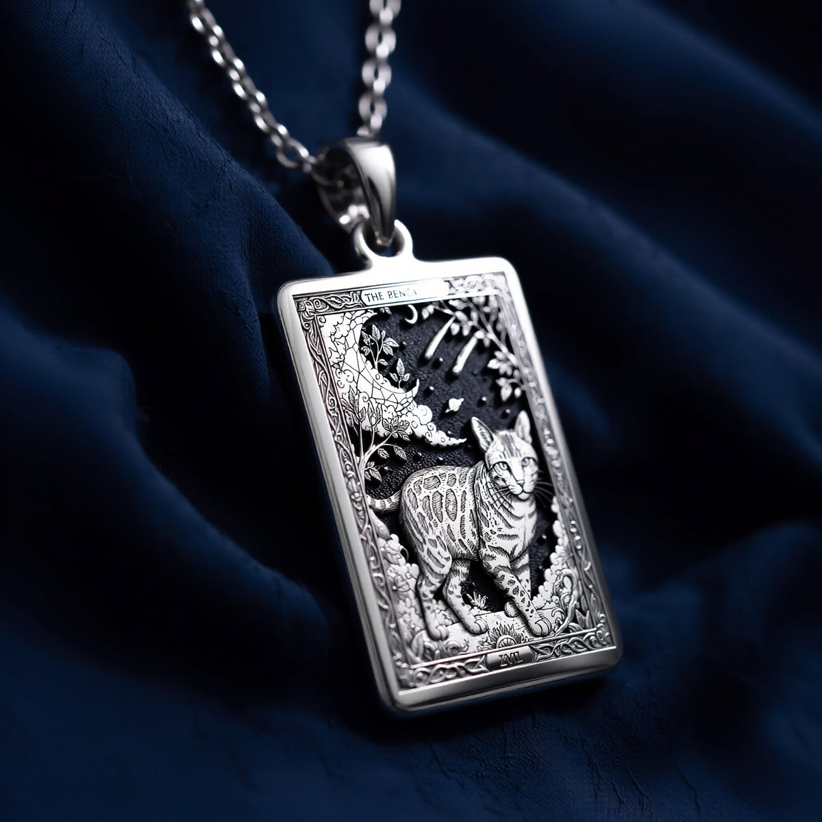A striking 925 sterling silver Bengal Cat charm. The art shows the wild, celestial cat, a meaningful piece of witchy jewelry for her.