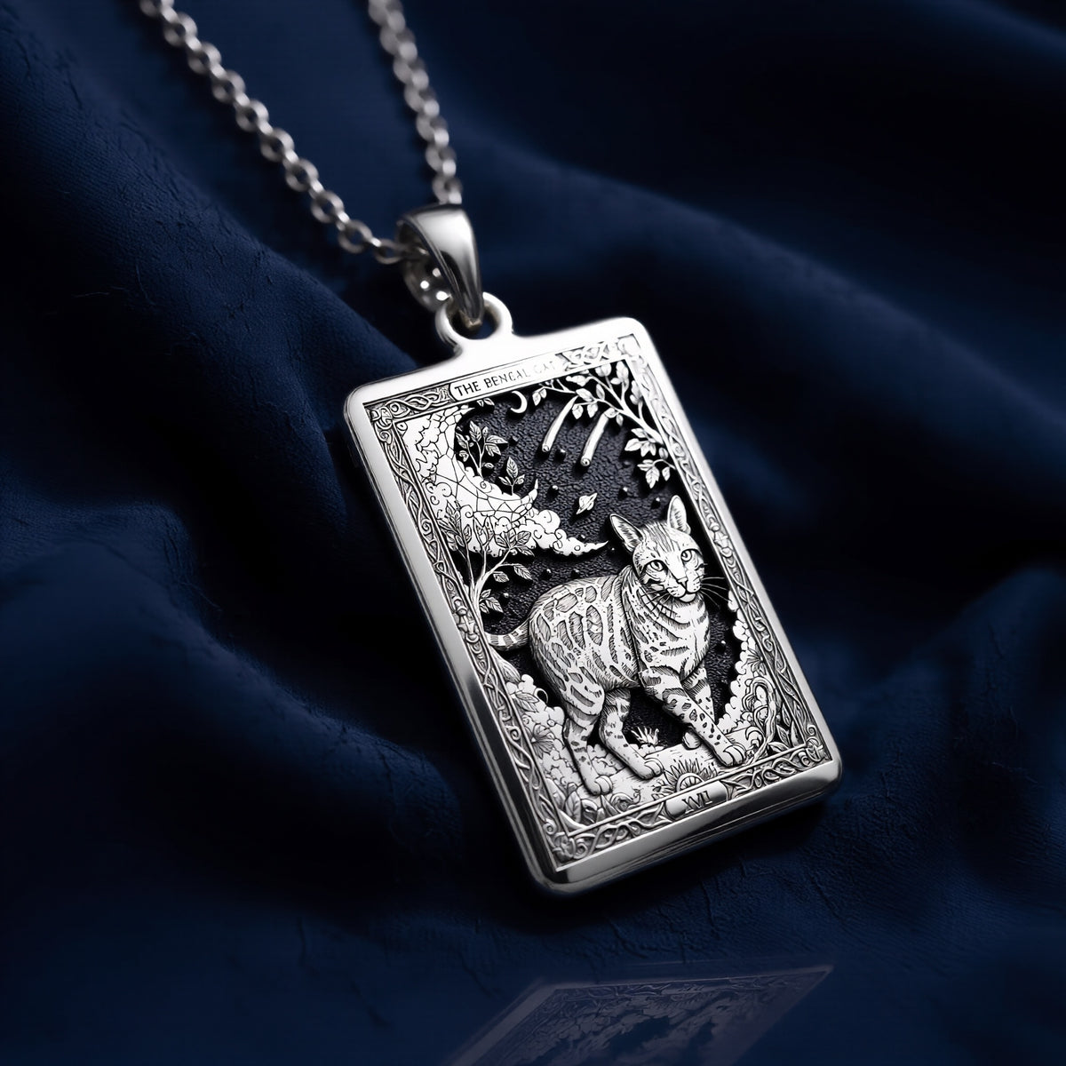 Bengal Cat Paw Print Charm Necklace - 925 Sterling Silver