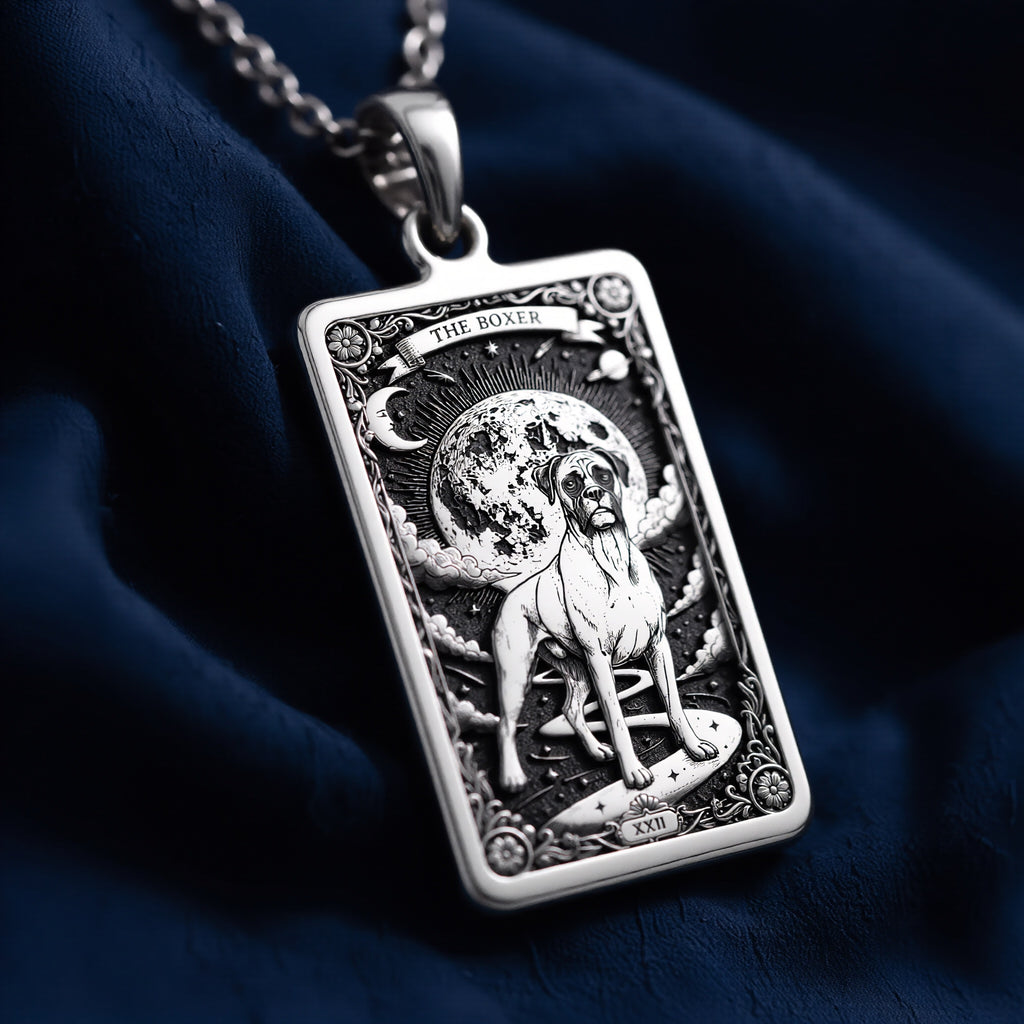 Boxer Dog Portrait Medallion Pendant - 925 Sterling Silver