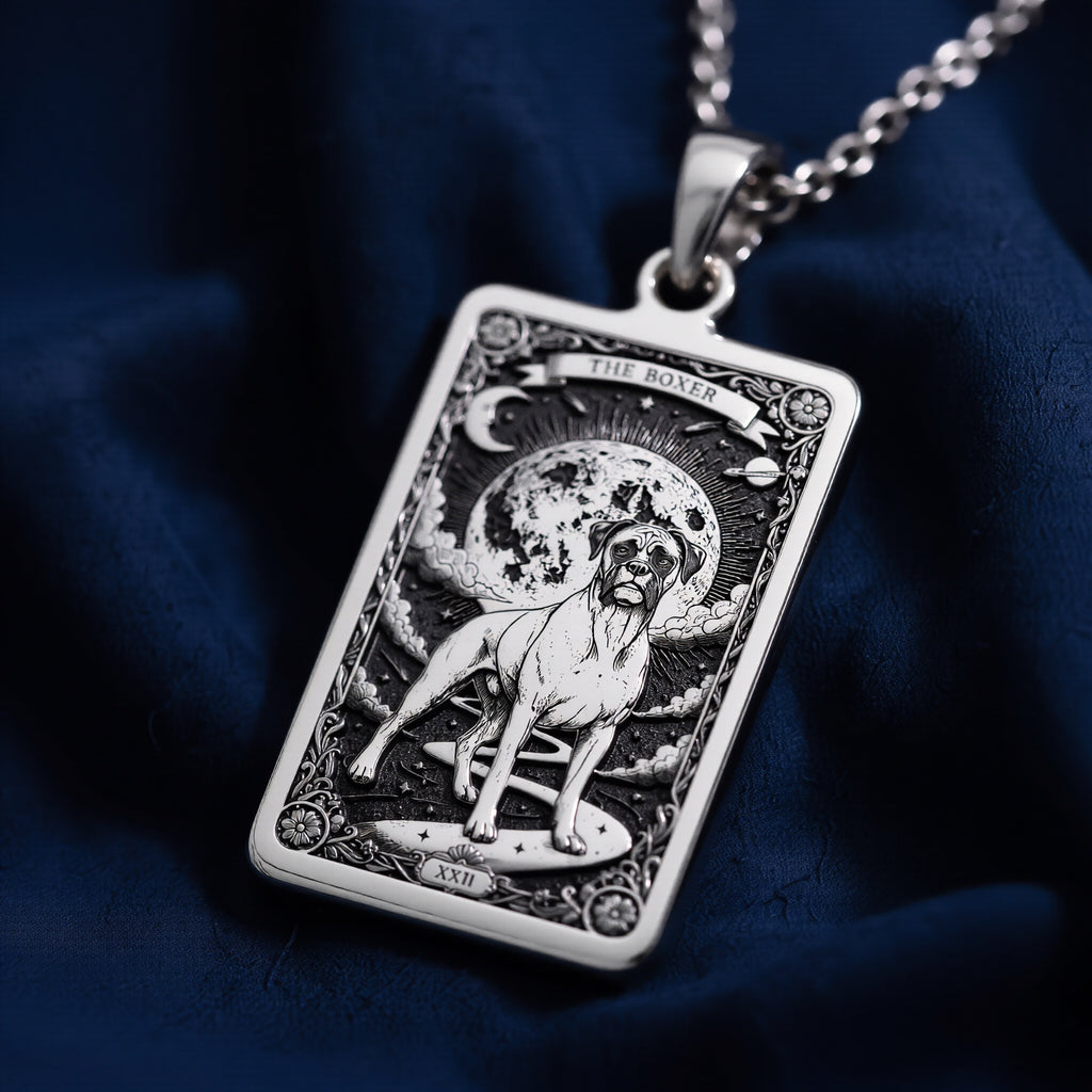 Boxer Dog Portrait Medallion Pendant - 925 Sterling Silver